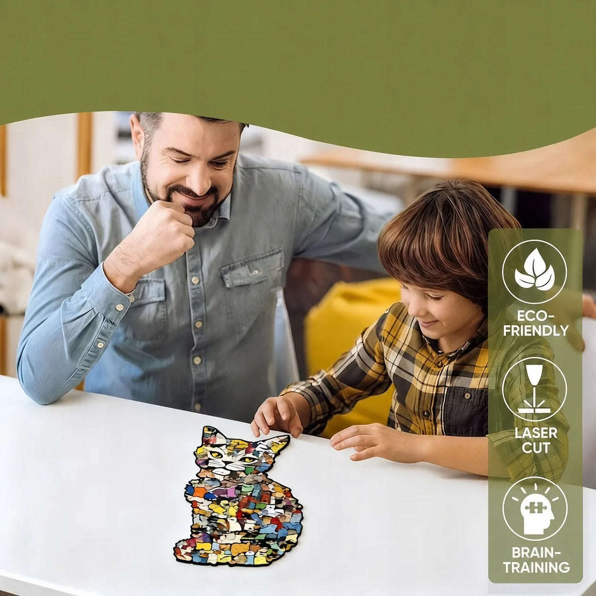 Puzzle Chat en Bois – 126 Pièces – Format A4 – Puzzle Décoratif