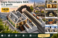 Gare ferroviaire MOC à 2 quais – 1429 pièces – Architecture 3D à construire