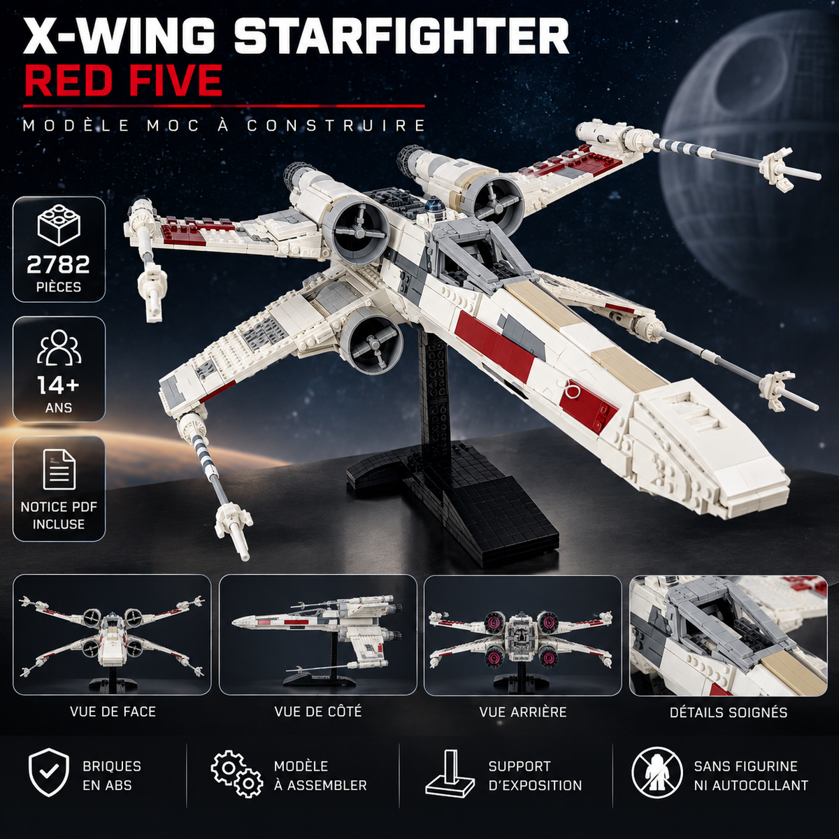 X-Wing Starfighter Red Five UCS MOC – 2782 Pièces – Modèle à Construire