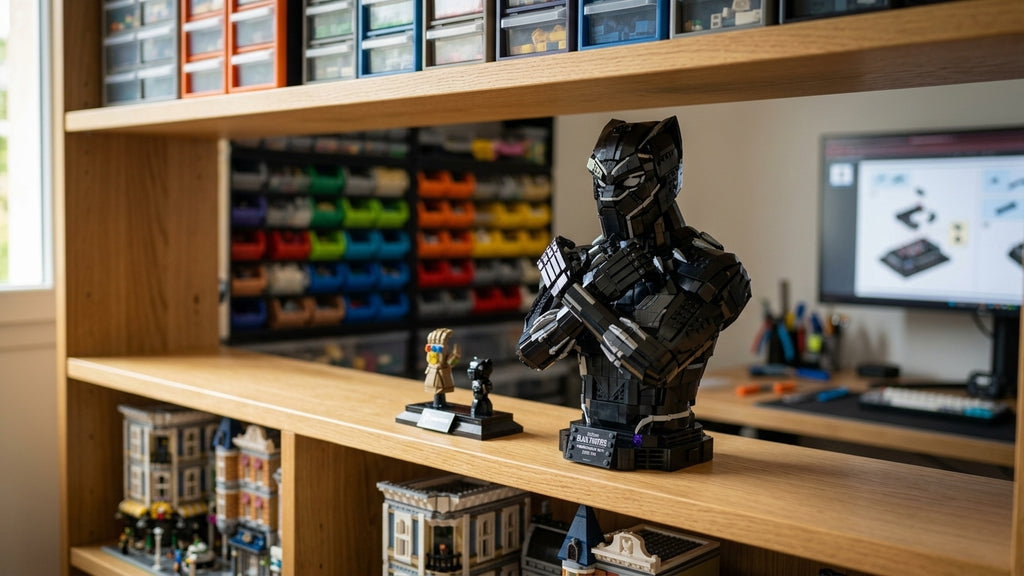 Buste de Black Panther en briques MOC – Modèle de construction 3D à assembler – Décoration et idée cadeau