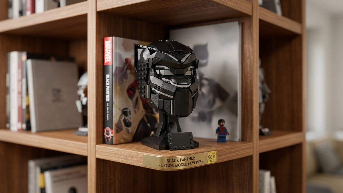 Buste de Black Panther en briques MOC – Modèle de construction 3D à assembler – Décoration et idée cadeau