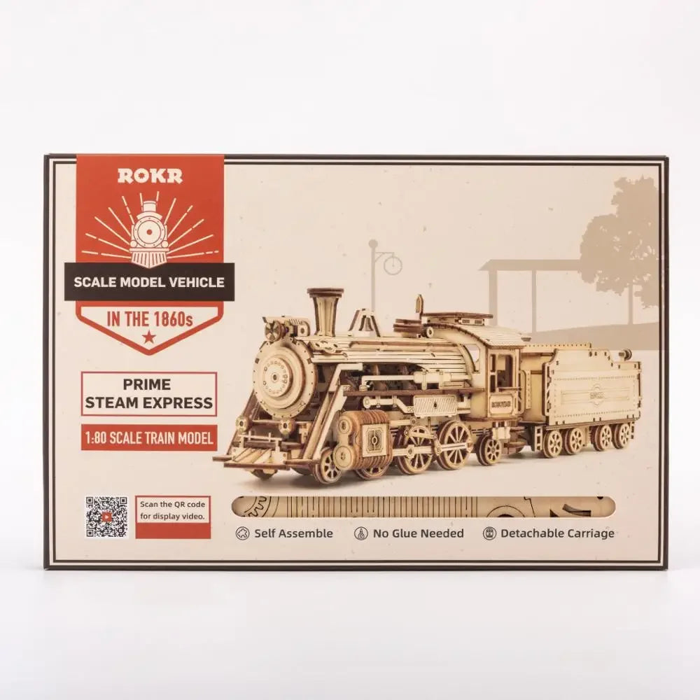 Puzzle 3D en bois – Locomotive et véhicules à construire