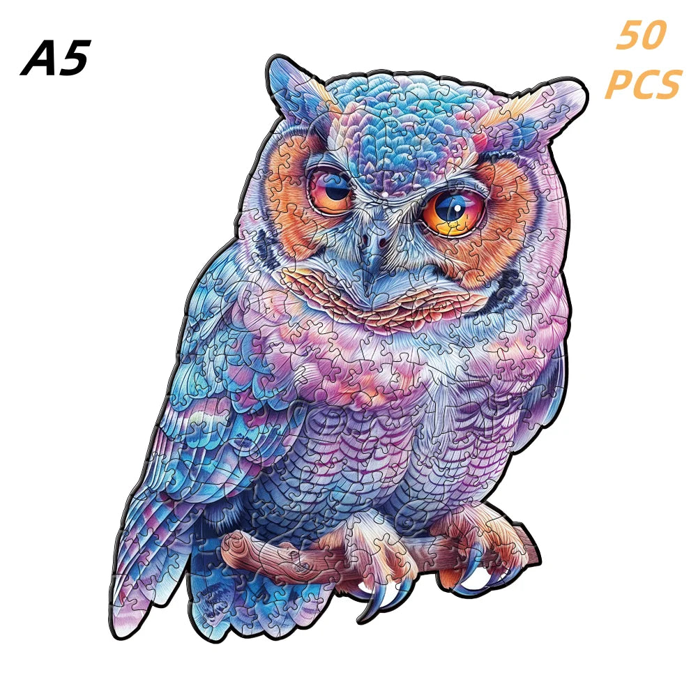 Puzzle en bois – Animaux colorés & motifs artistiques