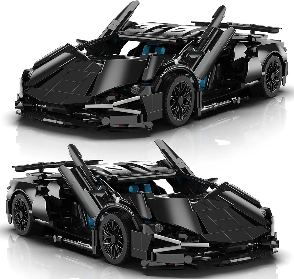 Supercar Noire 1:12 à Construire – 1 314 Pièces – Portes & Capots Ouvrants