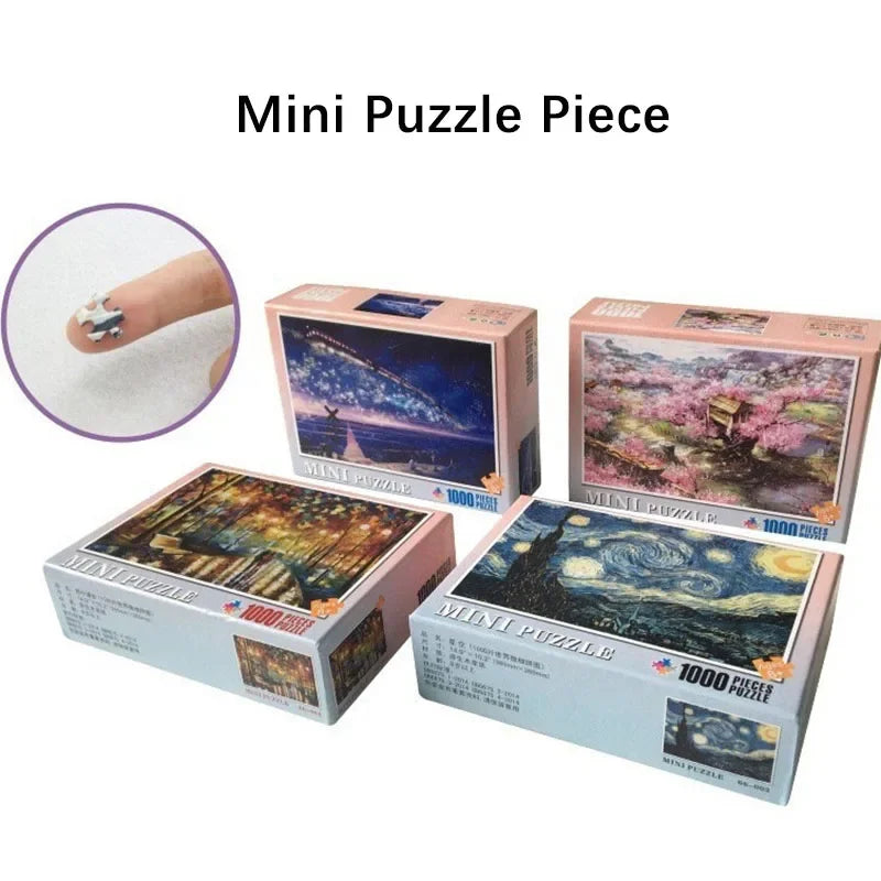 Mini puzzle 1000 pièces – Village romantique façon peinture à l’huile