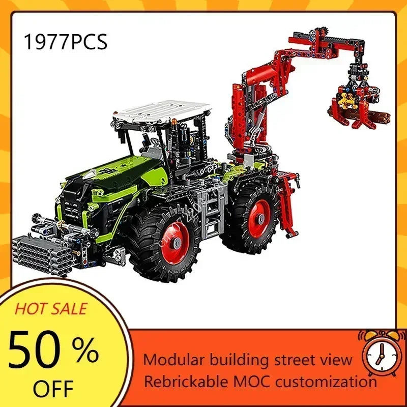Tracteur & Grue à Construire – 1 977 Pièces | Modèle MOC Technique