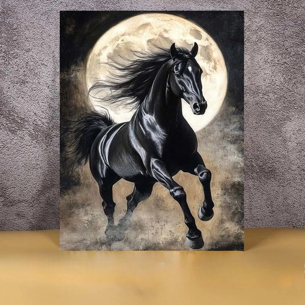 Puzzle Cheval noir au clair de lune