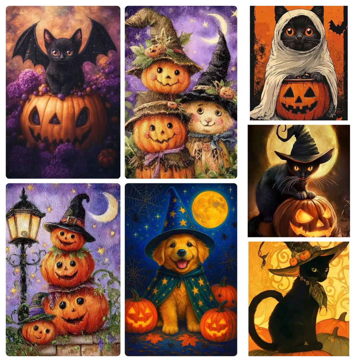 Puzzle Halloween Chat Noir & Citrouilles – 500 à 2000 Pièces