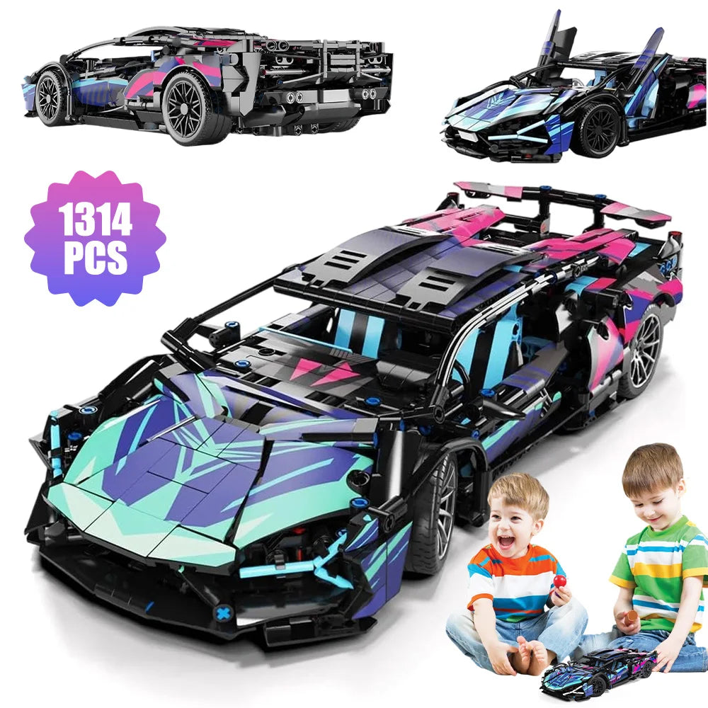 Supercar de Course – Maquette en Blocs à Construire