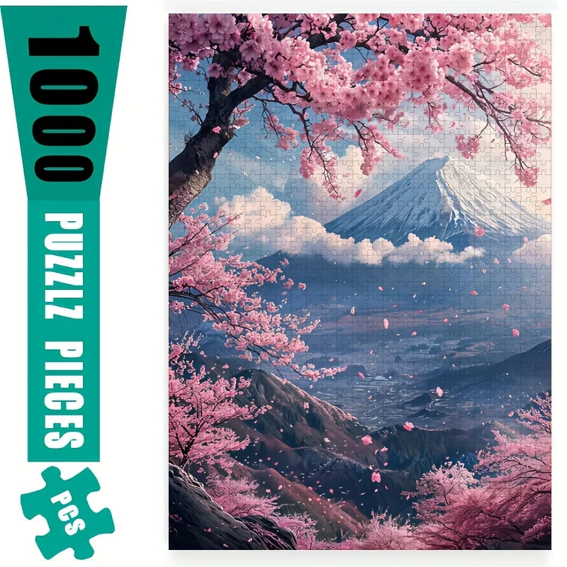 Puzzle Japon 1000 Pièces – Mont Fuji & Cerisiers en Fleurs – Paysage Japonais