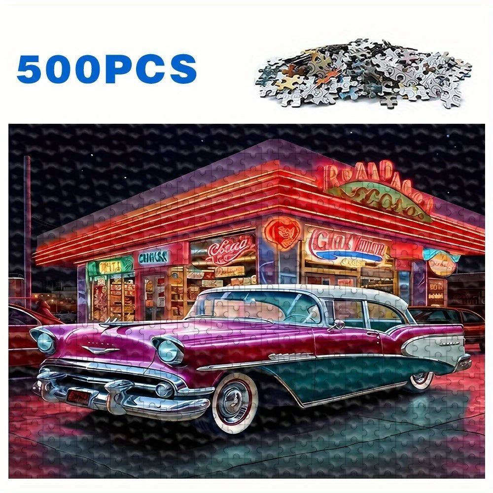Puzzle Rétro Américain – Voiture Vintage – 500 à 2000 pièces
