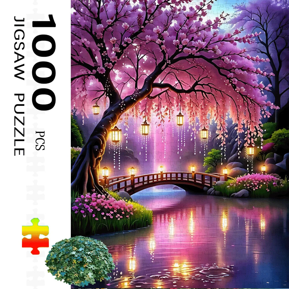 Puzzle Fleurs de Cerisier & Lanternes – 1000 pièces – Adulte