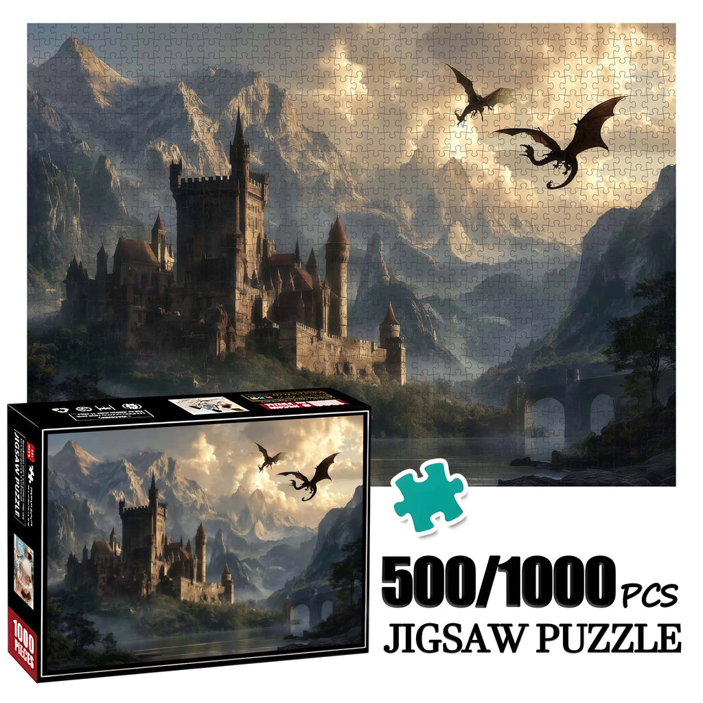 Puzzle Dragon et Montagnes Majestueuses – 1 000 Pièces – Adulte 14+
