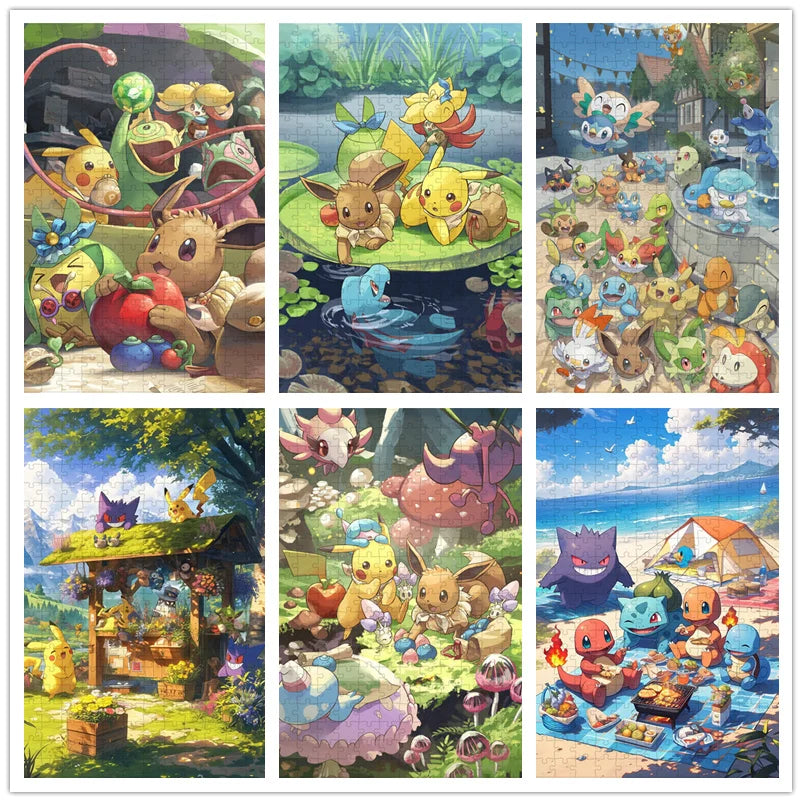 Puzzle 2D Pokémon – Pikachu, Carapuce et Salamèche – 108 à 1 000 pièces