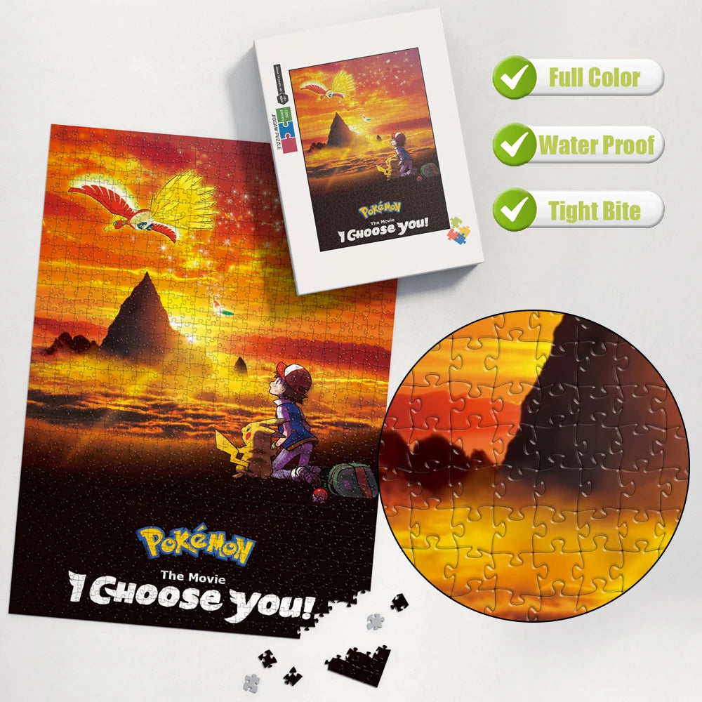 Puzzle Pokémon – Sacha & Ho-Oh au coucher du soleil | 200 à 1500 pièces