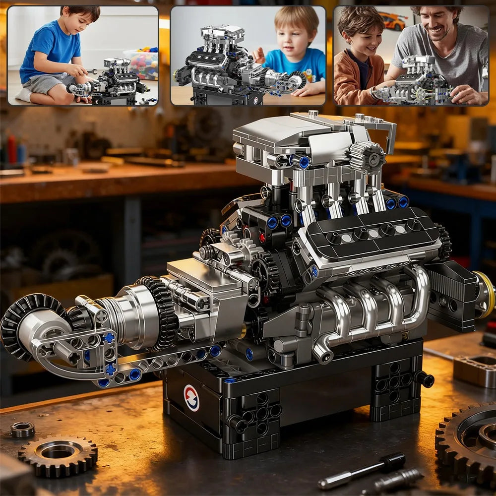Moteur V8 de Supercar – Maquette Mécanique 733 Pièces à Construire