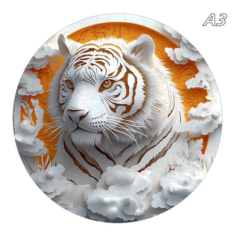 Puzzle en bois – Animaux colorés & motifs artistiques