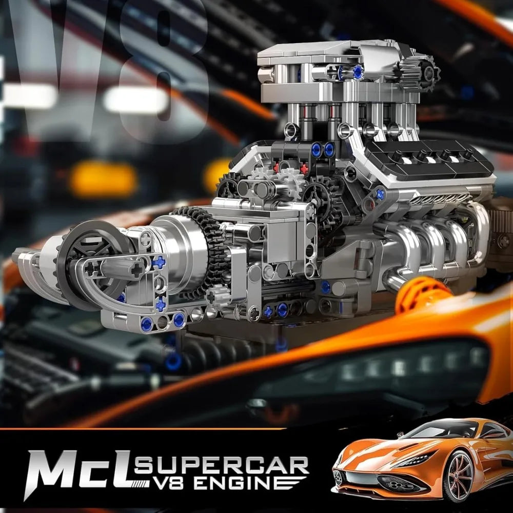 Moteur V8 de Supercar – Maquette Mécanique 733 Pièces à Construire