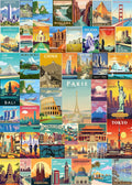 Puzzle en bois Vintage Voyage autour du Monde – 300, 500 ou 1000 pièces – Adulte