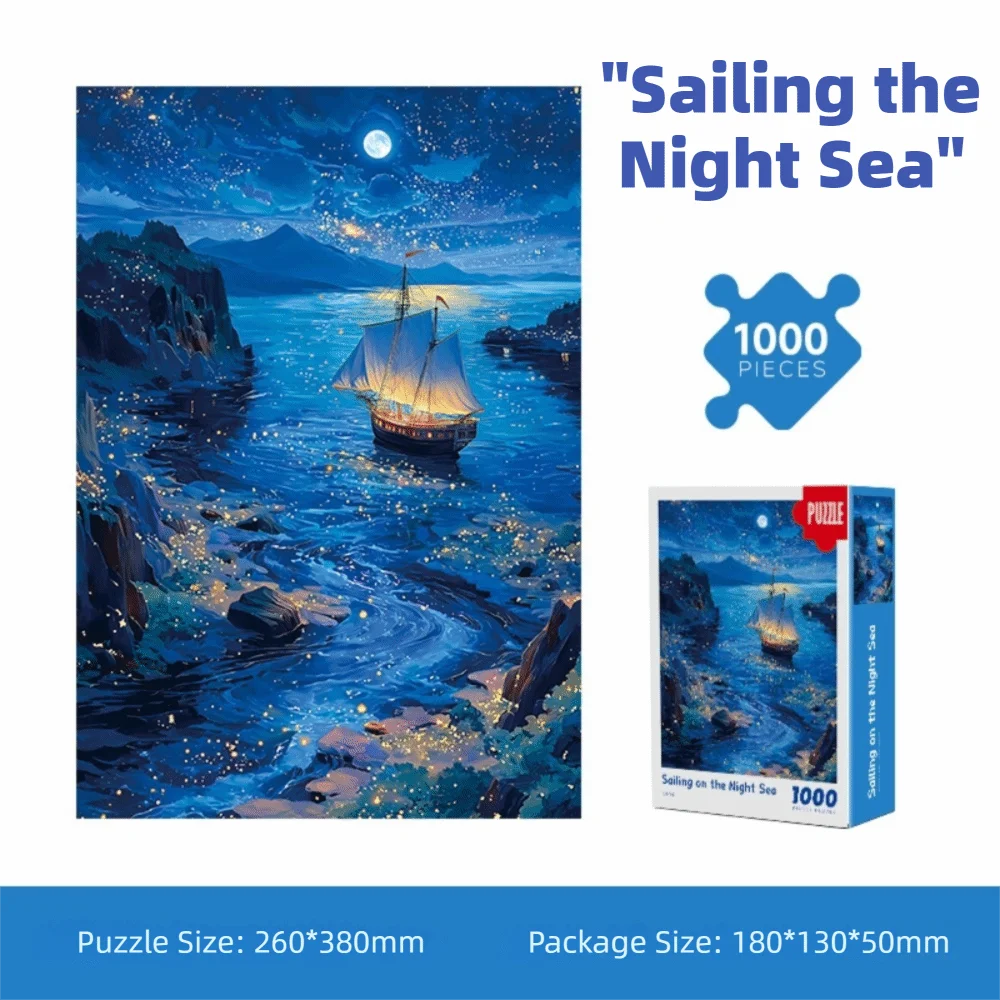 Puzzle Voilier sur Mer Nocturne – 1000 Pièces – 26 × 38 cm
