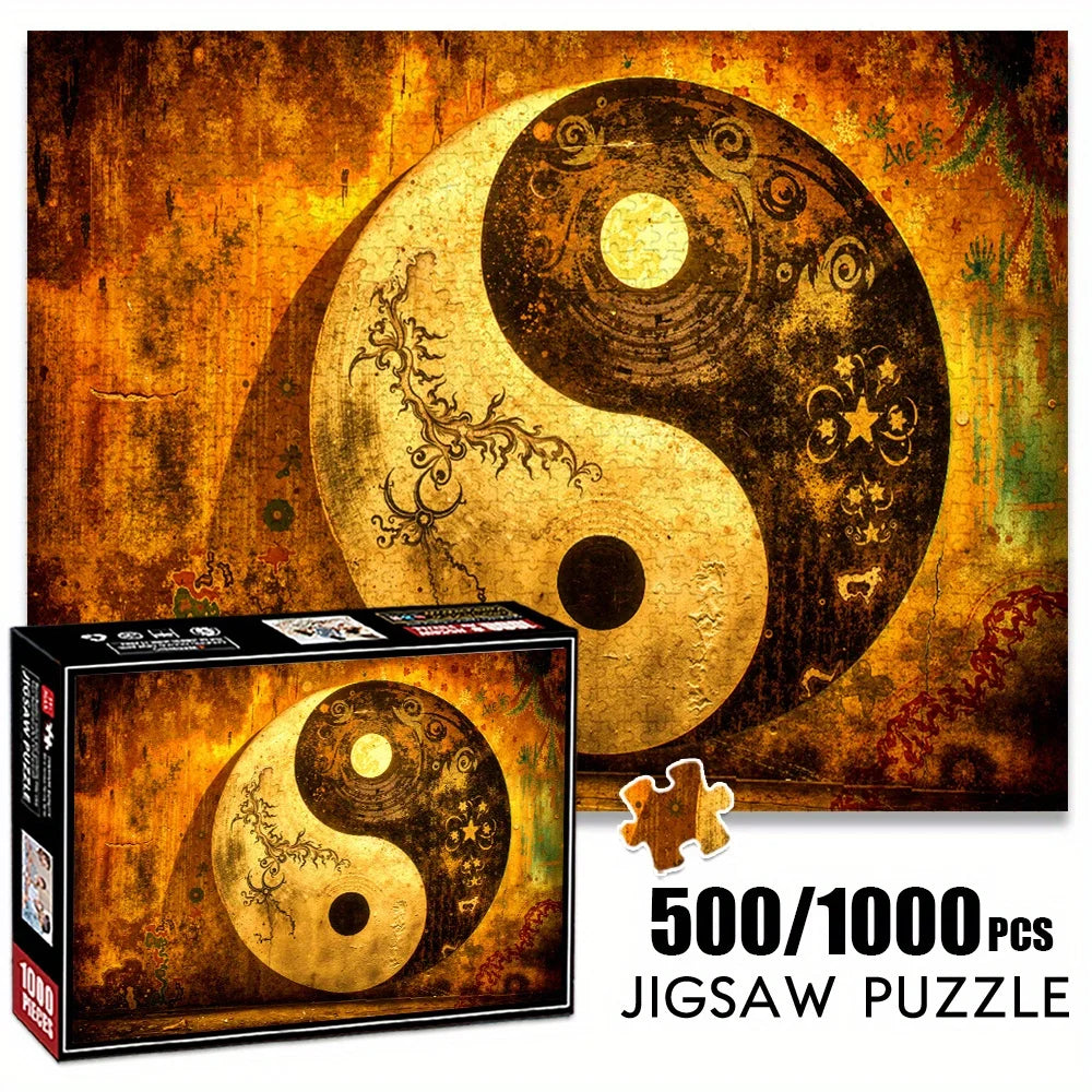 Puzzle 2D Yin et Yang rétro – 500 ou 1 000 pièces – Grand format