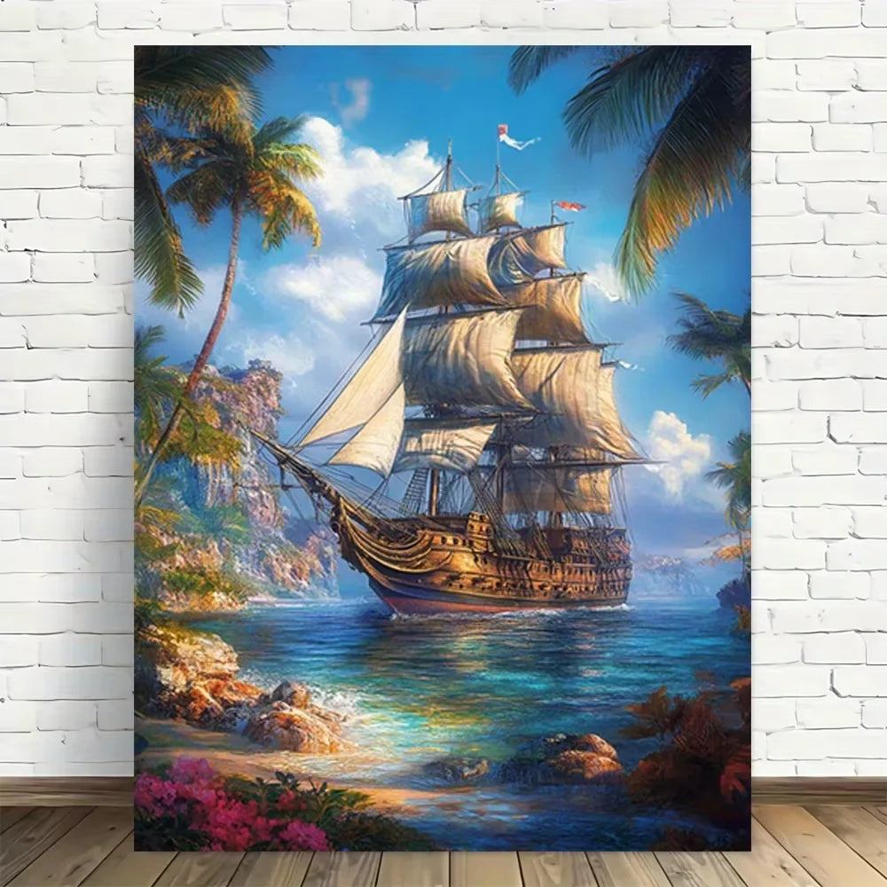 Puzzle Bateaux Pirates & Palmiers en Mer – 500 à 2000 Pièces – Puzzle Adulte Décoratif