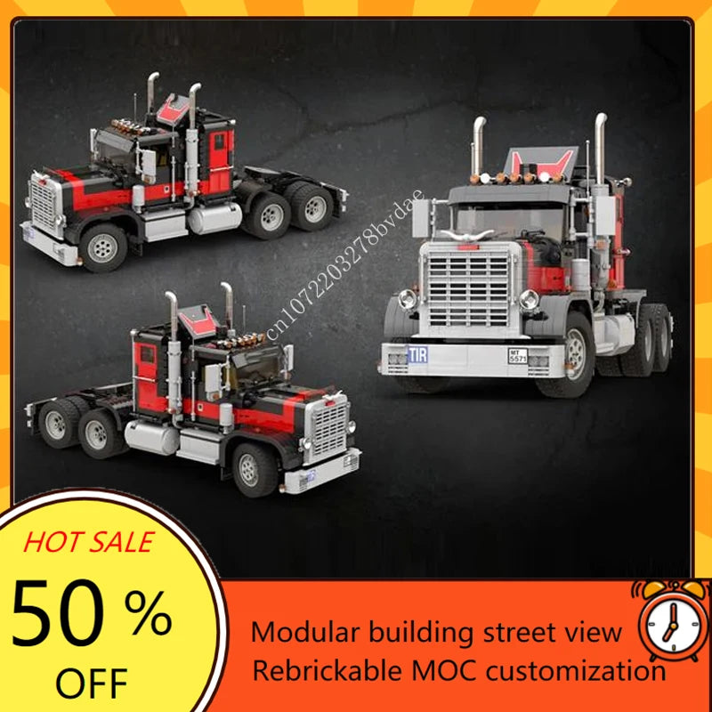 Camion routier américain rouge MOC – 1 930 pièces