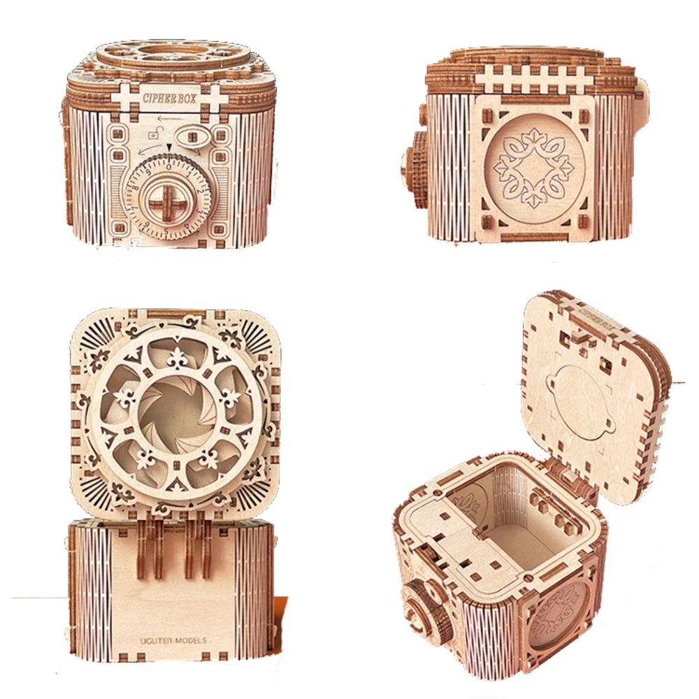 Boîte à Bijoux Mécanique 3D en Bois – Puzzle à Assembler avec Verrouillage