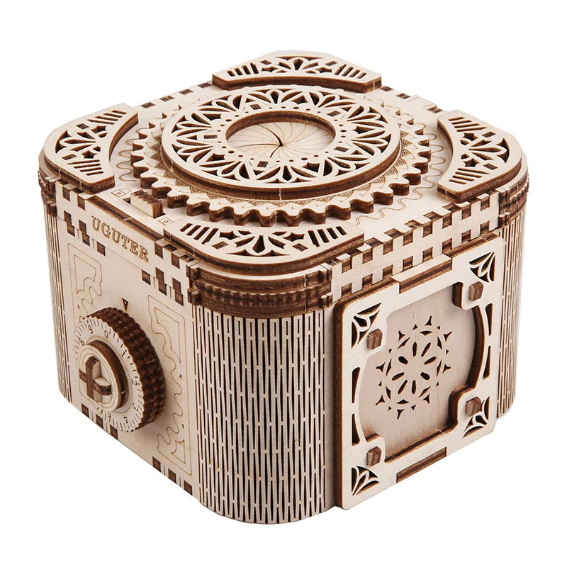 Boîte à Bijoux Mécanique 3D en Bois – Puzzle à Assembler avec Verrouillage