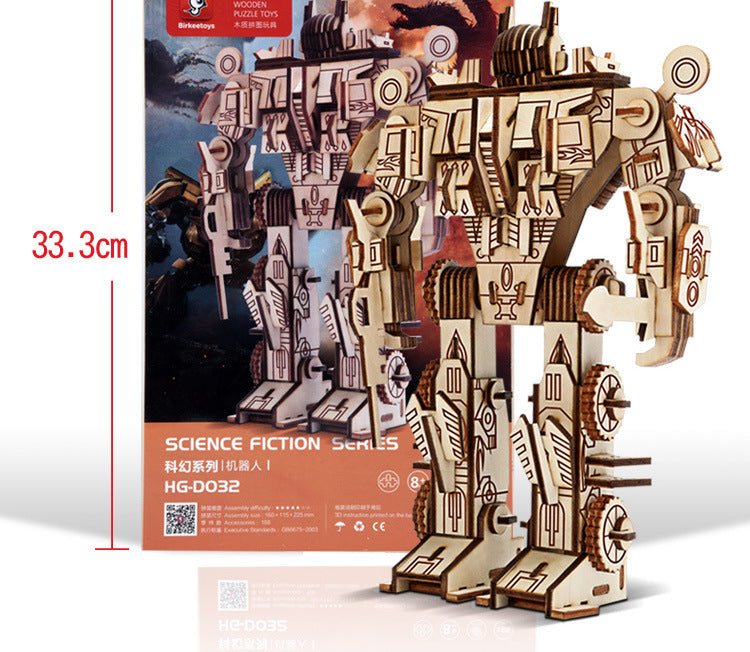 Robot 3D en Bois à Construire – Puzzle Mécanique DIY