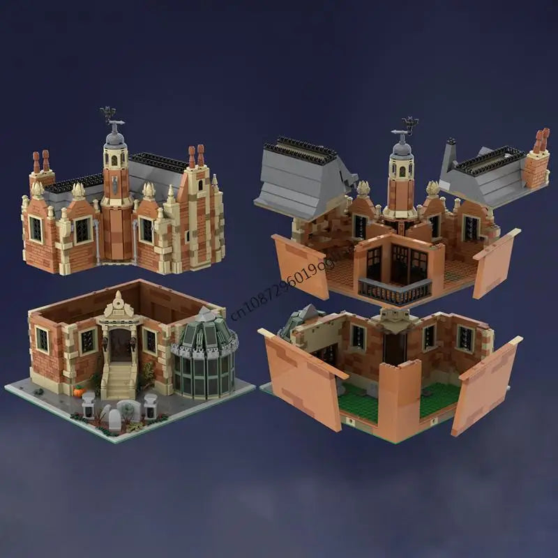 Maquette MOC 2 098 pièces – Manoir hanté médiéval européen – Maison miniature à construire – Jeu créatif et idée cadeau