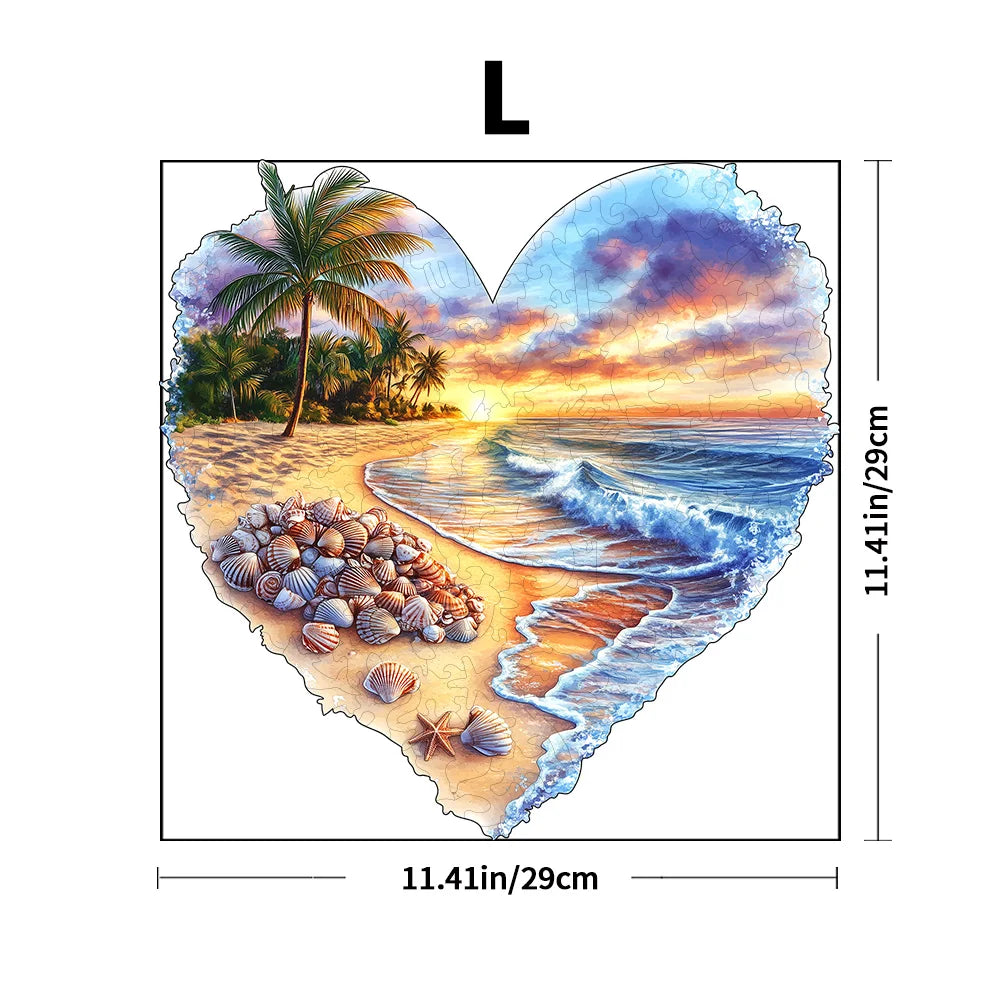 Puzzle en bois Cœur Coquillages & Plage – Pièces originales