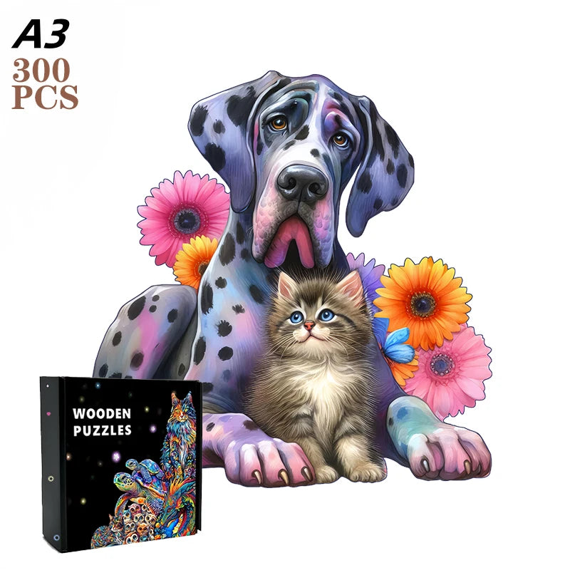 Puzzle 3D en bois – Animaux fantastiques colorés à assembler