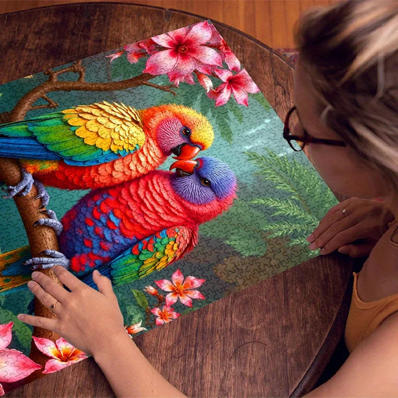 Puzzle Perroquets Tropicaux & Fleurs – 500 ou 1000 Pièces – Illustration Colorée pour Adultes