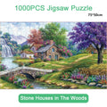 Puzzle Adulte Maison en Pierre dans les Bois – 1000 Pièces – 75 × 50 cm
