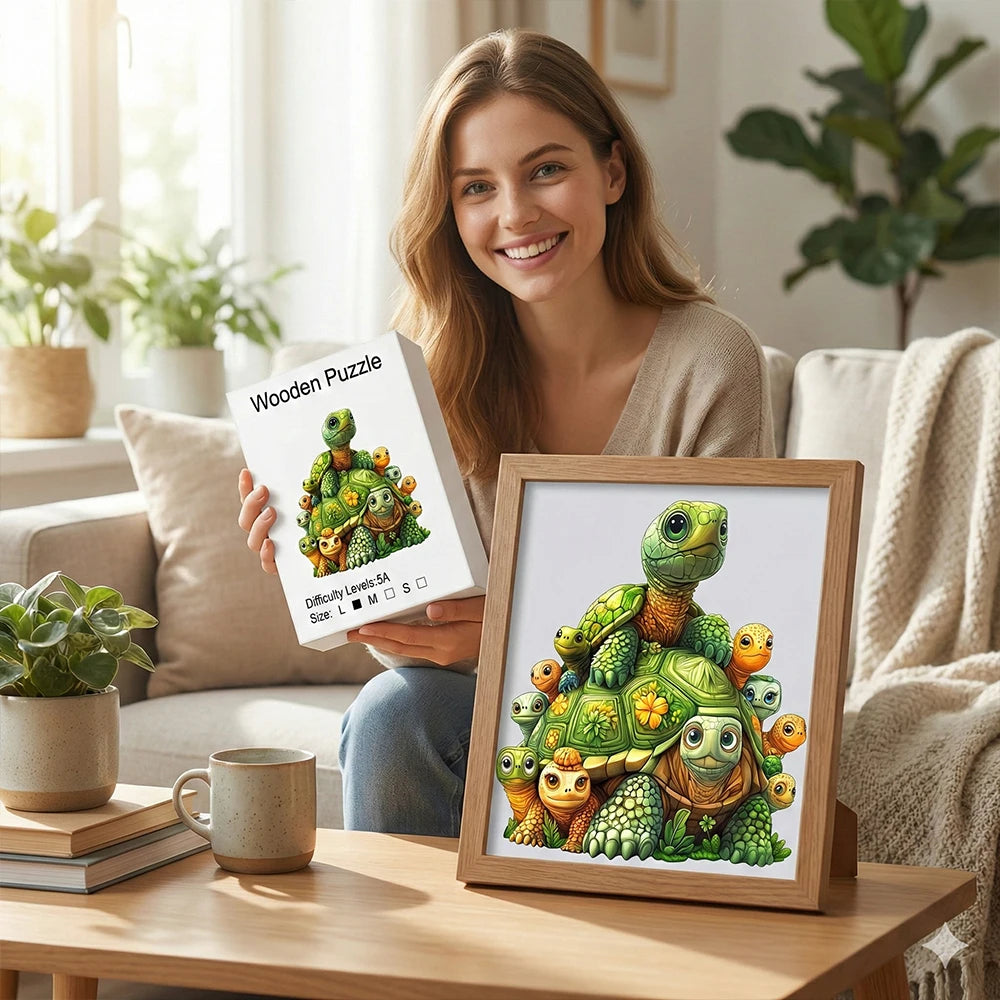 Puzzle Tortue en Bois – Pièces aux formes originales – Niveau difficile