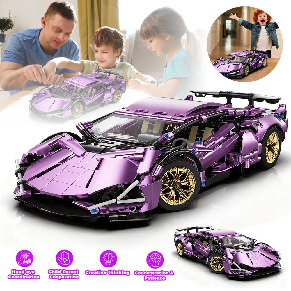 Back-to-school Gifts,Model Car Assembly Kit, DIY Model Assembly,Super Sports Car Sets, Technology Sports Car Model 1:14 Racing Car Model,  DIY Assembly Toy Creative Gift