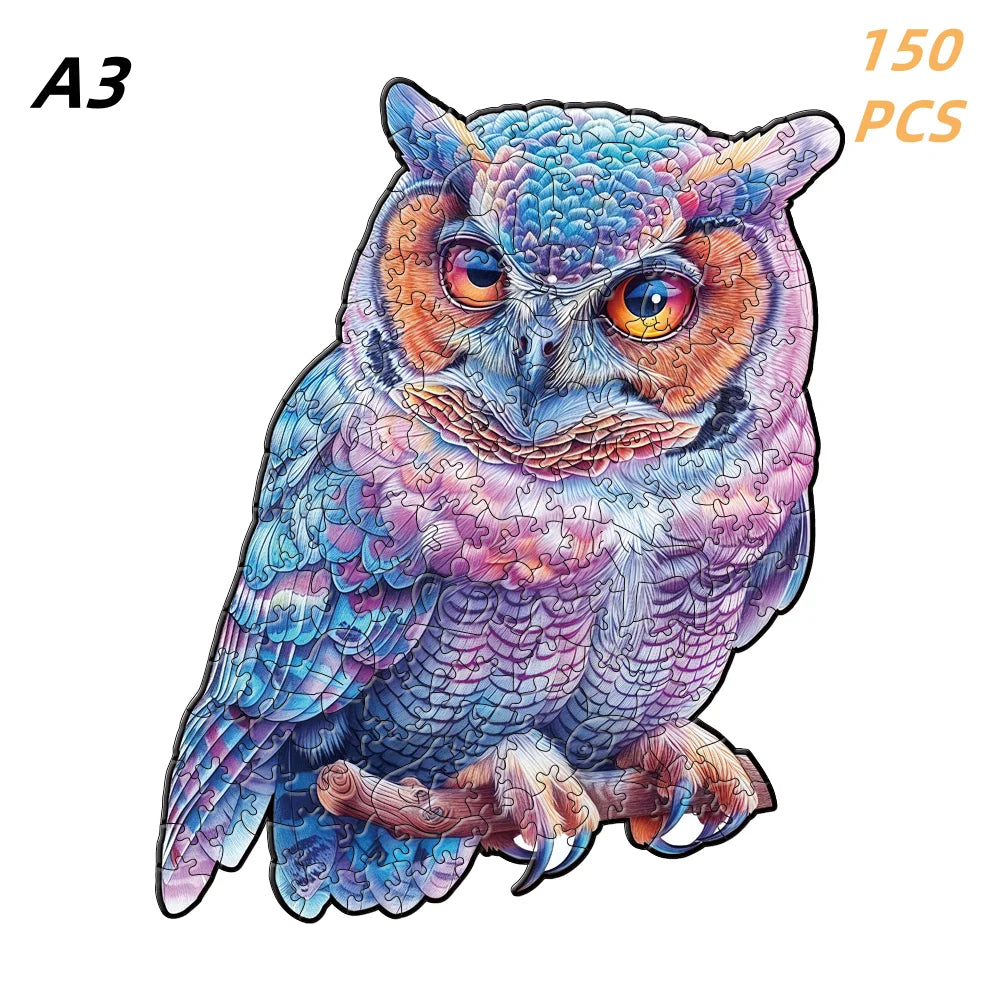Puzzle en bois – Animaux colorés & motifs artistiques
