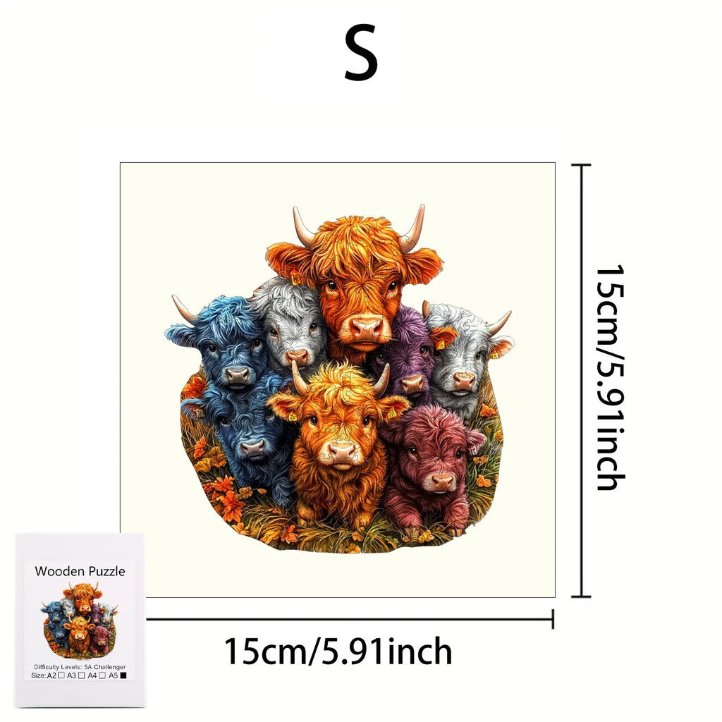 Puzzle en bois animaux – Chat, renard et vache | Pièces aux formes irrégulières