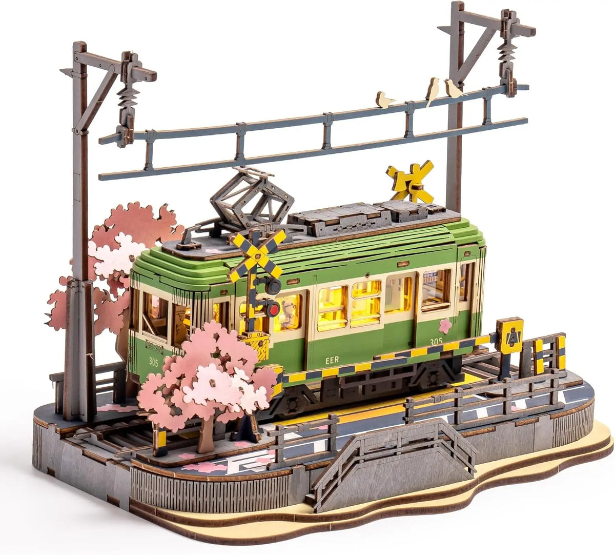 Maquette 3D en Bois avec Tramway & Éclairage LED