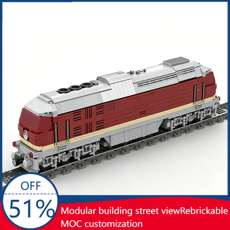 Locomotive Diesel BR132 V2 en Briques – 1 652 Pièces – Modèle de Train MOC à Construire