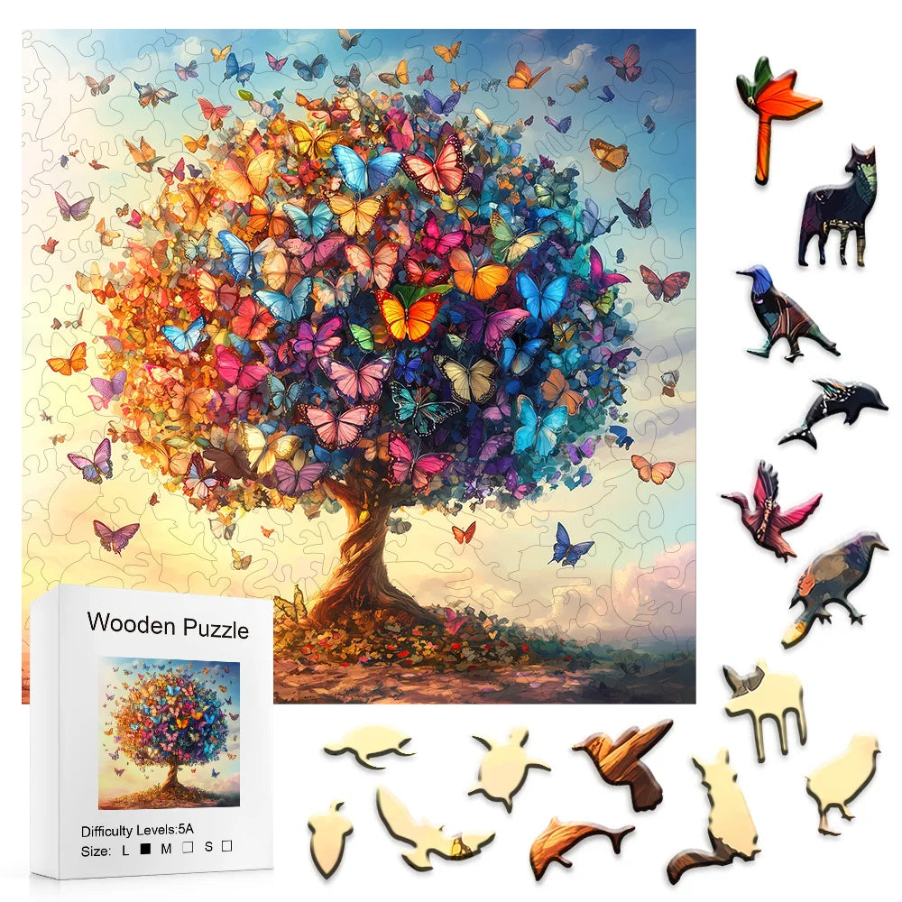 Puzzle en bois Arbre aux Papillons – Pièces originales
