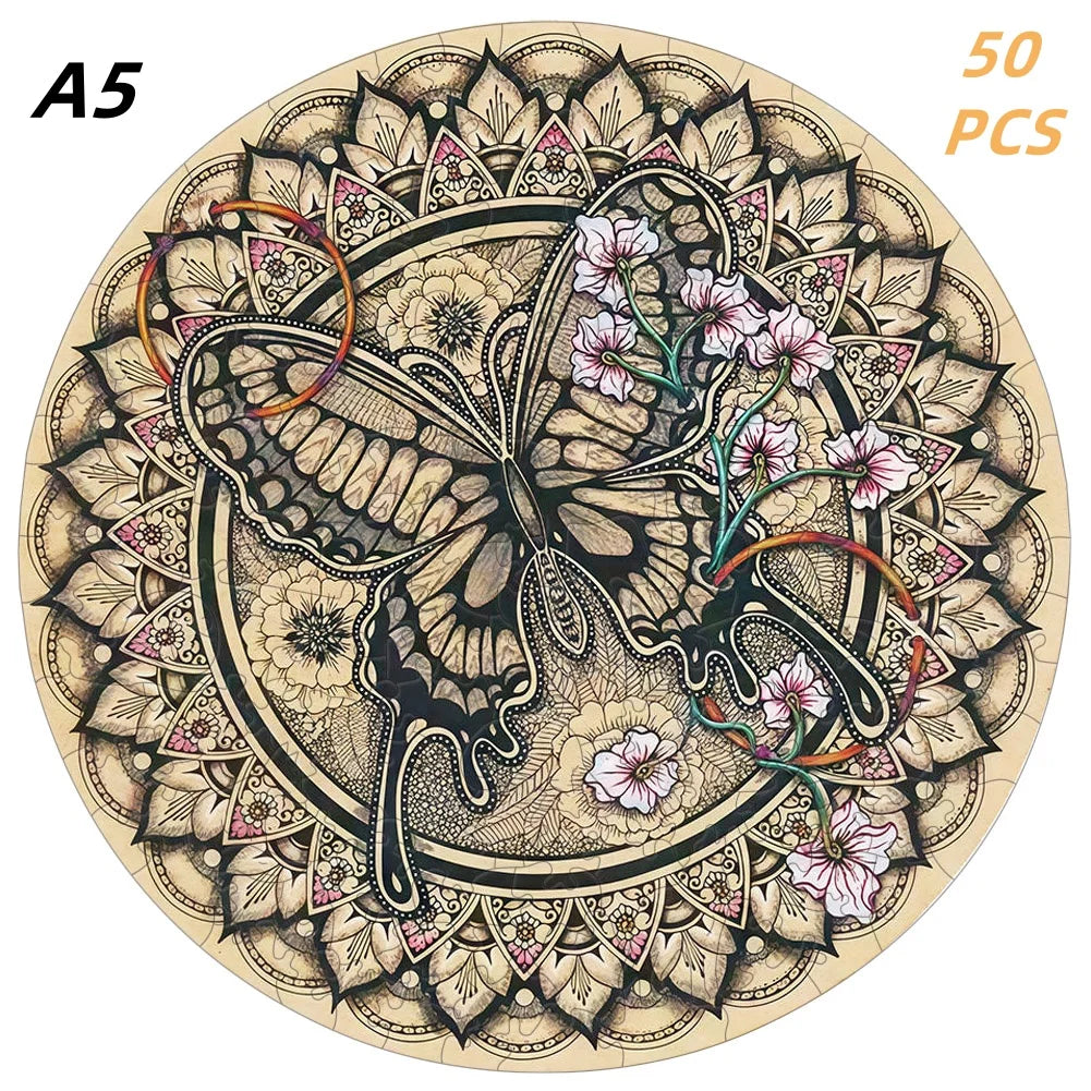 Puzzle en bois – Animaux colorés & motifs artistiques