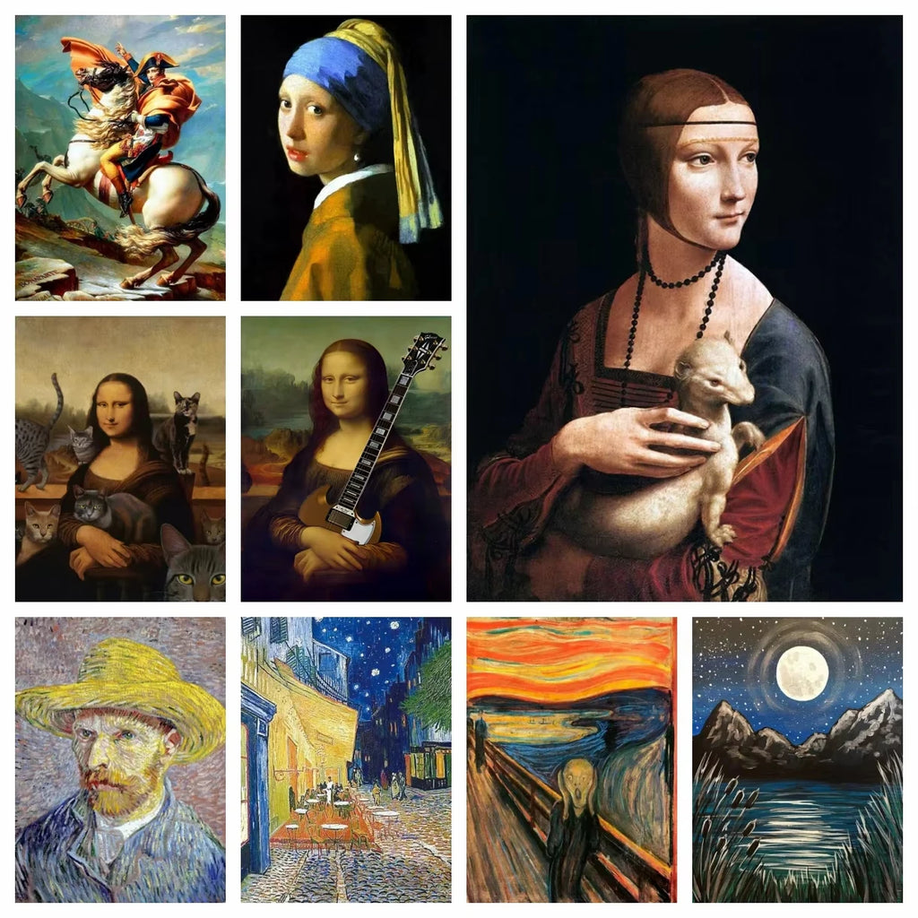 Puzzle 2D Œuvres d'art célèbres – Mona Lisa, Picasso et Van Gogh – 1 000 pièces