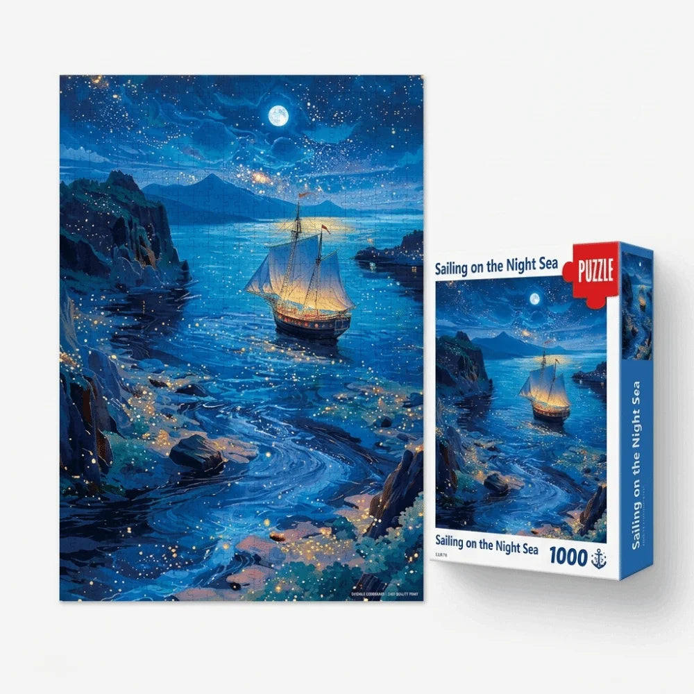 Puzzle Voilier sur Mer Nocturne – 1000 Pièces – 26 × 38 cm
