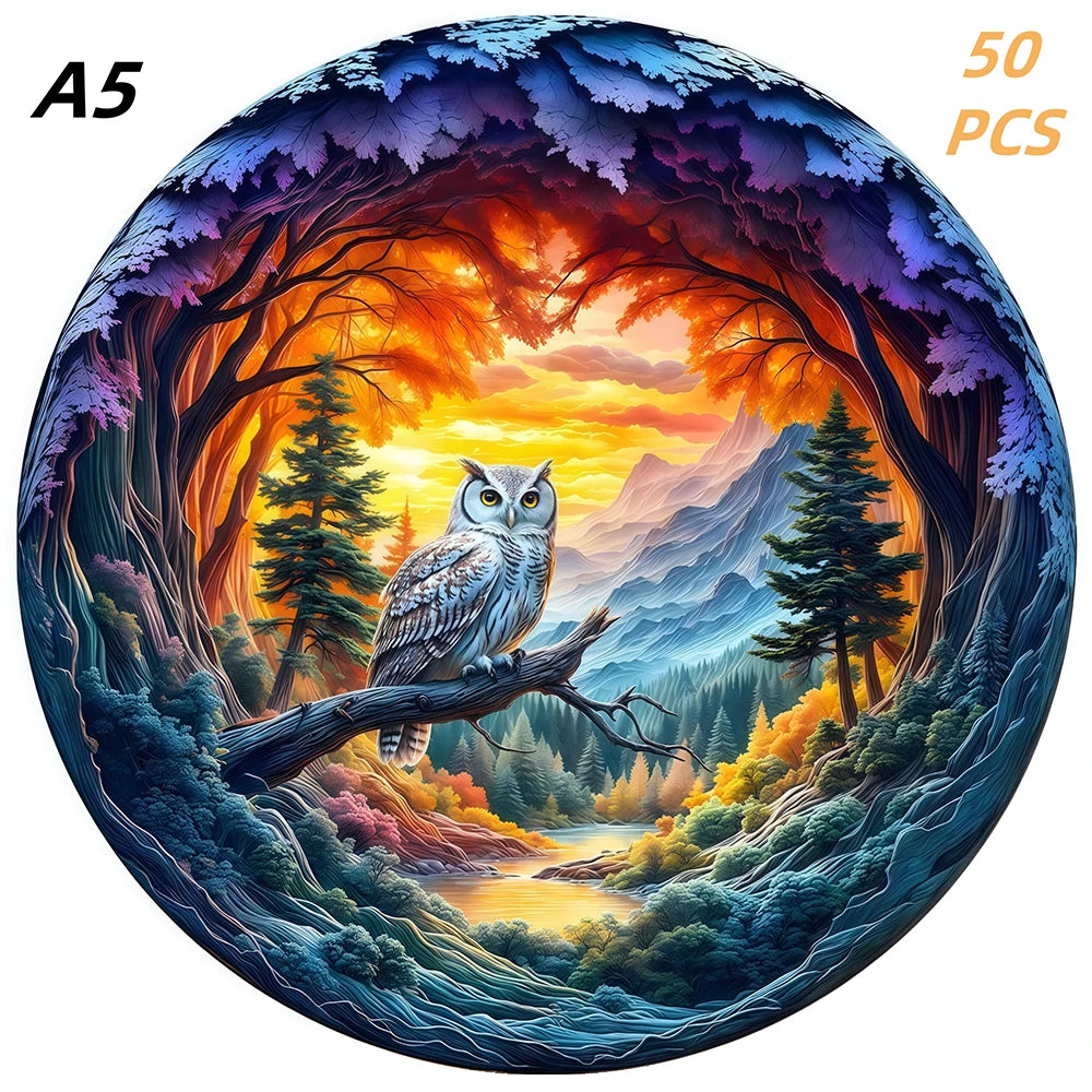 Puzzle en bois – Animaux colorés & motifs artistiques