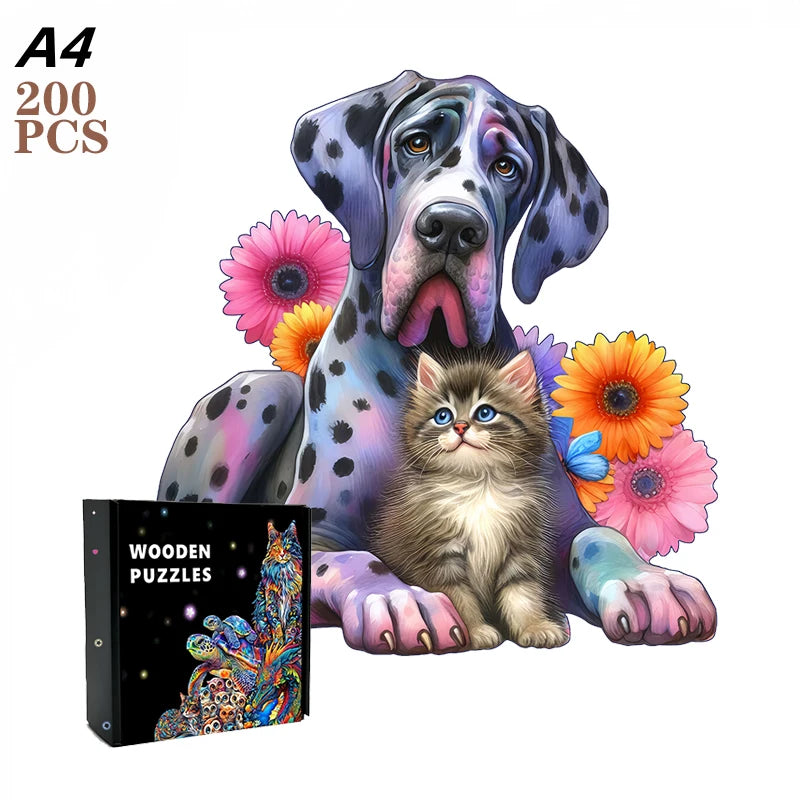 Puzzle 3D en bois – Animaux fantastiques colorés à assembler