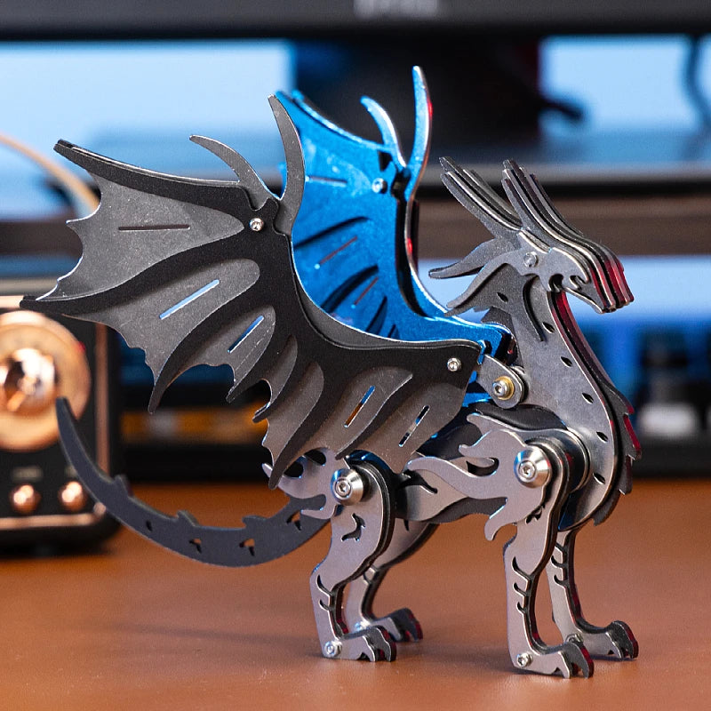Puzzle 3D en métal Dragon Rouge – Modèle à assembler – Jeu créatif pour adultes – Idée cadeau