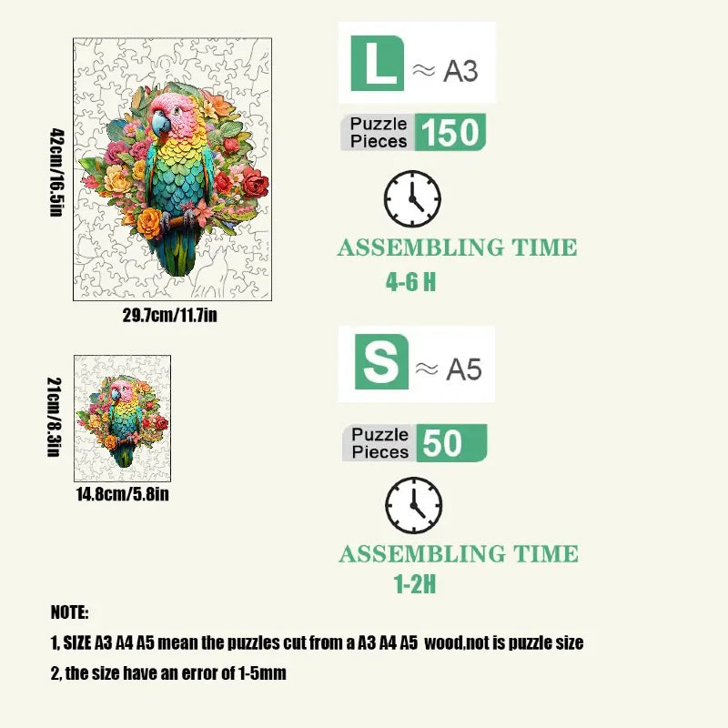 Puzzle 3D en bois – Animaux fantastiques colorés à assembler