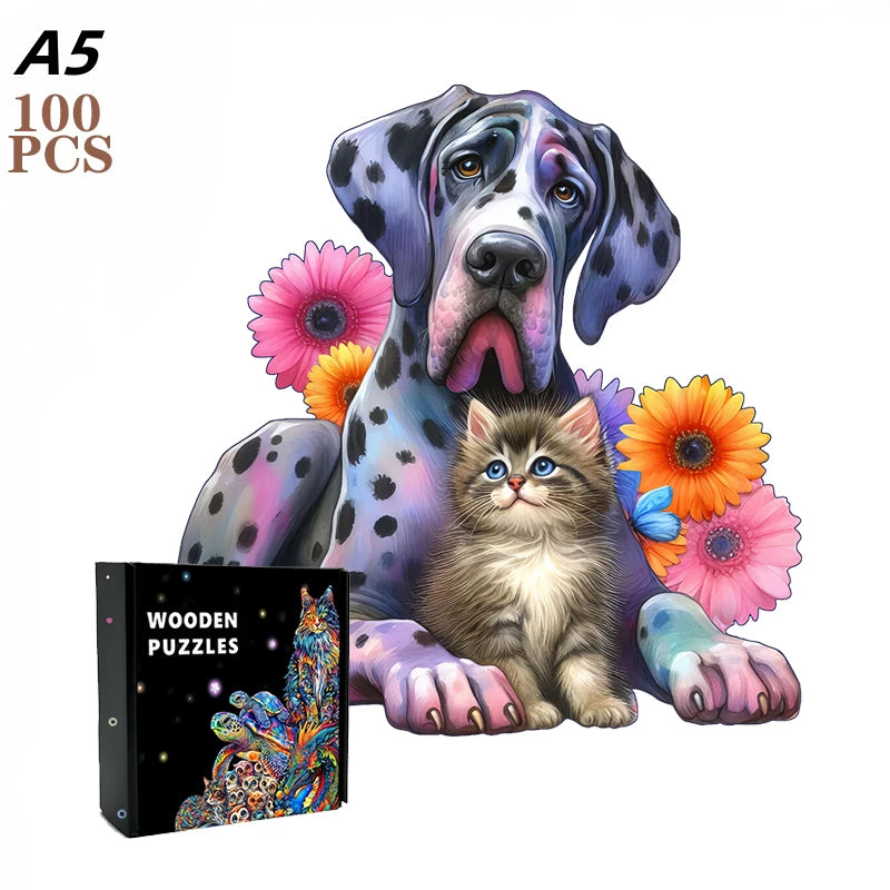 Puzzle 3D en bois – Animaux fantastiques colorés à assembler
